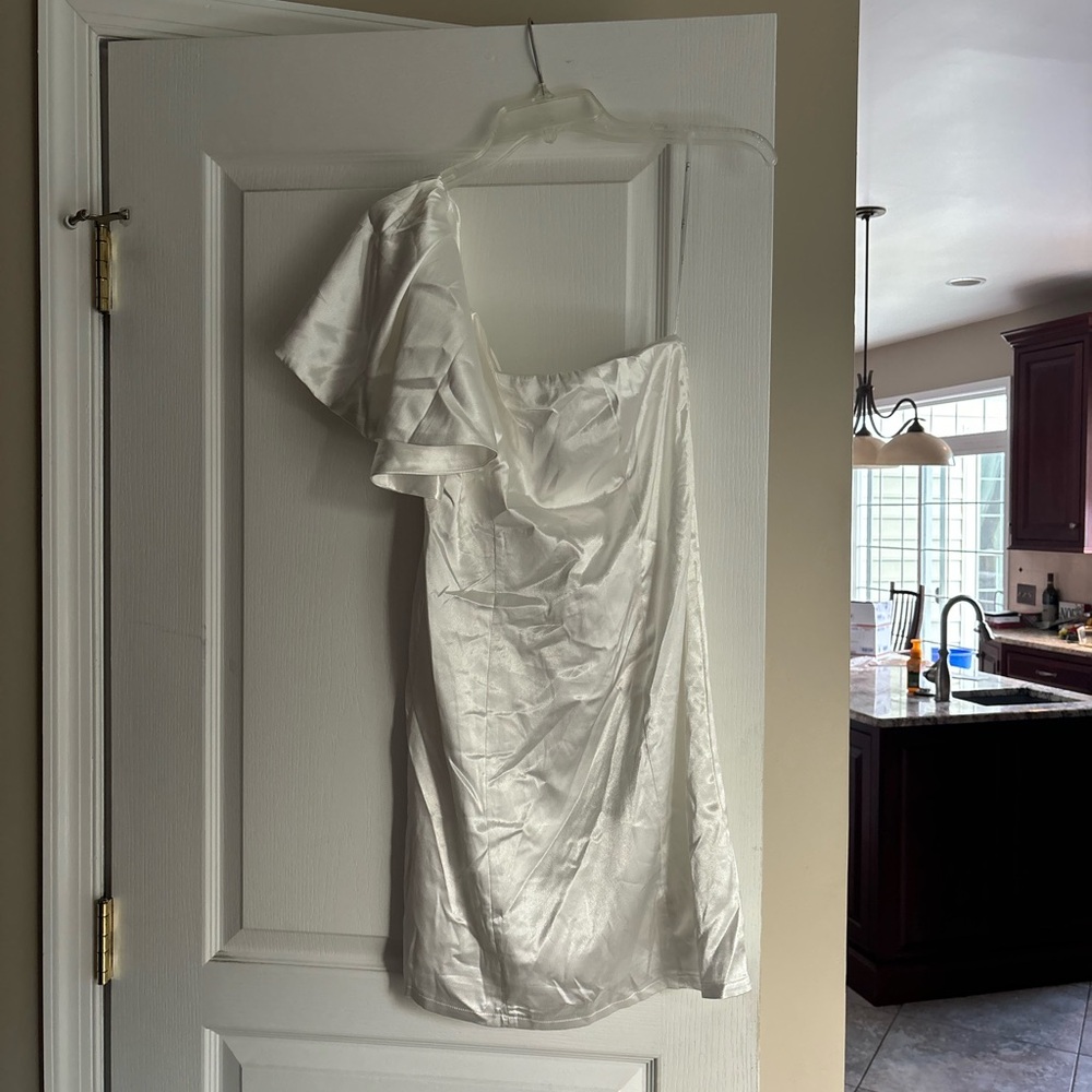 Lulu's Ivory Satin Dress